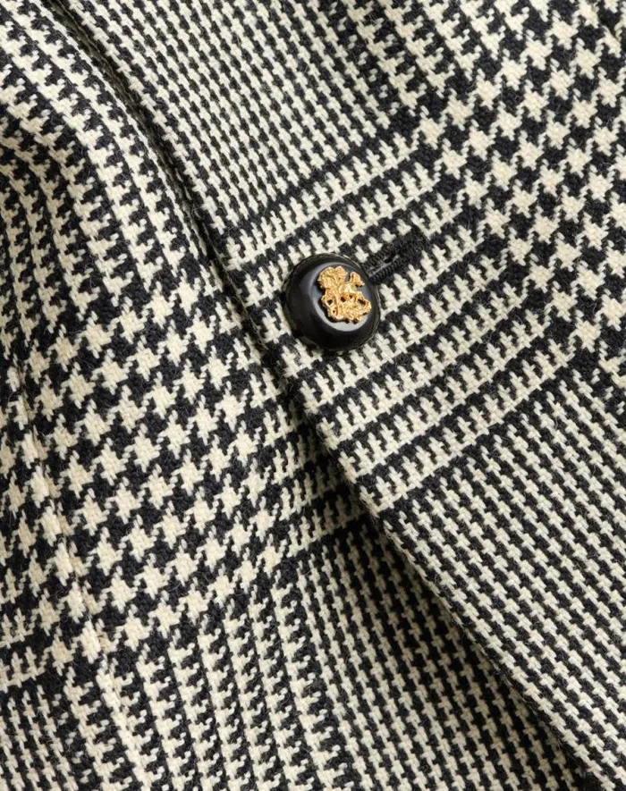 Valentino Coats And Blazers Man Singlebreasted Wool Jacket With Check Pattern On Houndstooth For Man In Ivoryblack Ivoryblack Valentino Coats And Blazers Man Singlebreasted Wool Jacket With Check Pattern On Houndstooth For Man In Ivoryblack Ivoryblack