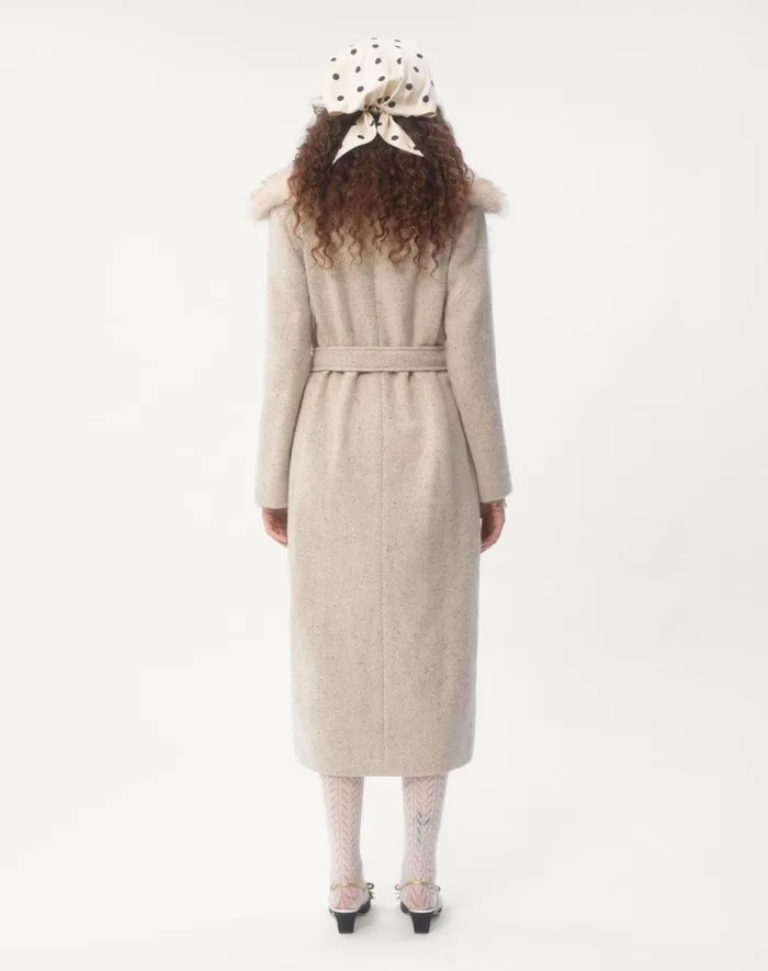 Valentino Coats And Outerwear Woman Coat In Textured Wool For Woman In Camelivory Camelivory Valentino Coats And Outerwear Woman Coat In Textured Wool For Woman In Camelivory Camelivory