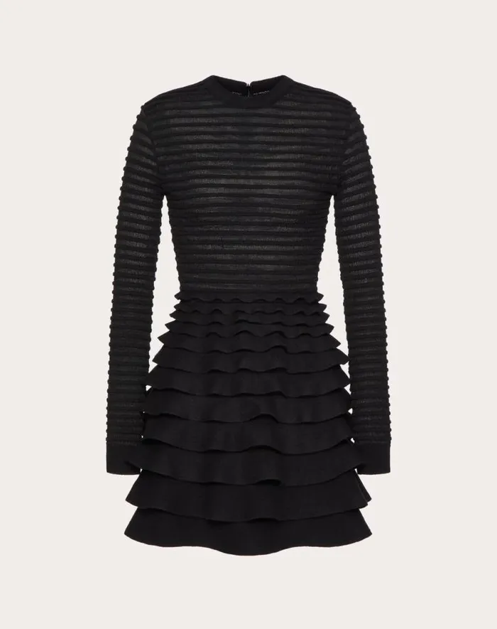 Valentino Dresses Woman Short Viscose And Wool Dress For Woman In Black Black Valentino Dresses Woman Short Viscose And Wool Dress For Woman In Black Black