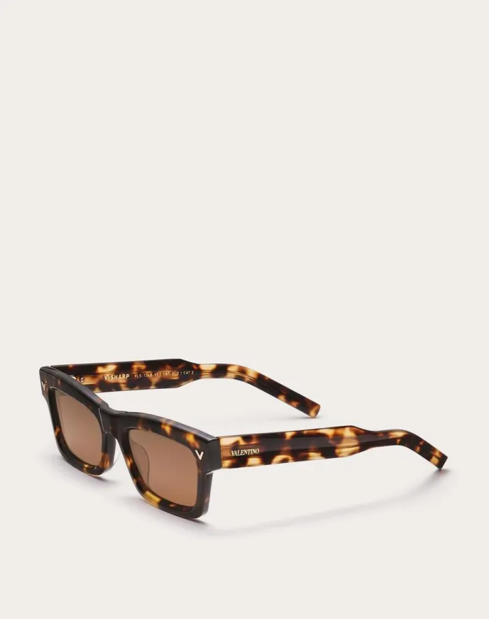 Valentino Eyewear WomanMan Vsharp Rectangular Acetate Frame In Brown Brown