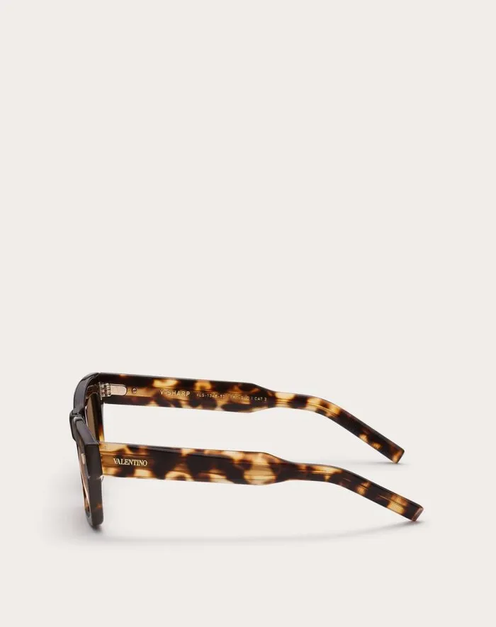 Valentino Eyewear WomanMan Vsharp Rectangular Acetate Frame In Brown Brown