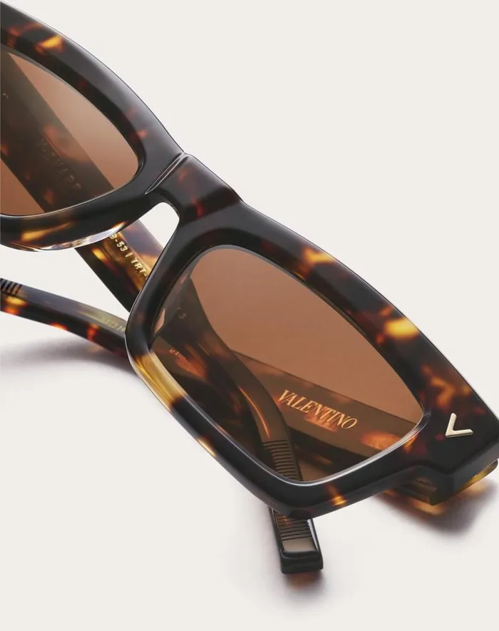 Valentino Eyewear WomanMan Vsharp Rectangular Acetate Frame In Brown Brown