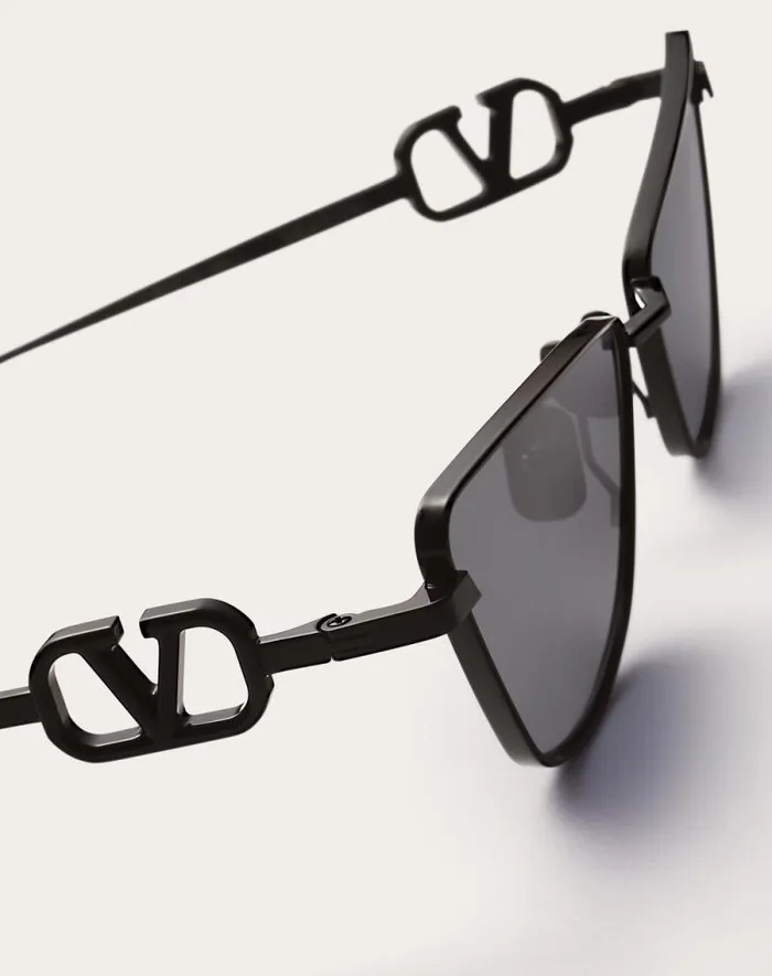 Valentino Eyewear Woman Vlogo Sign Cateye Titanium Frame In Dark Grey Dark Grey