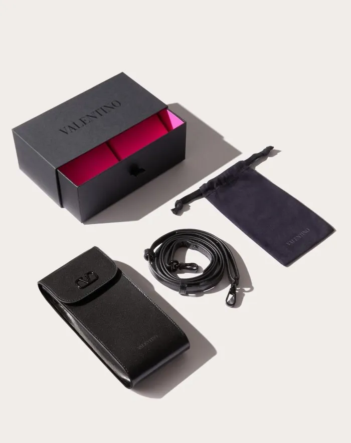 Valentino Eyewear Woman Vlogo Sign Cateye Titanium Frame In Dark Grey Dark Grey