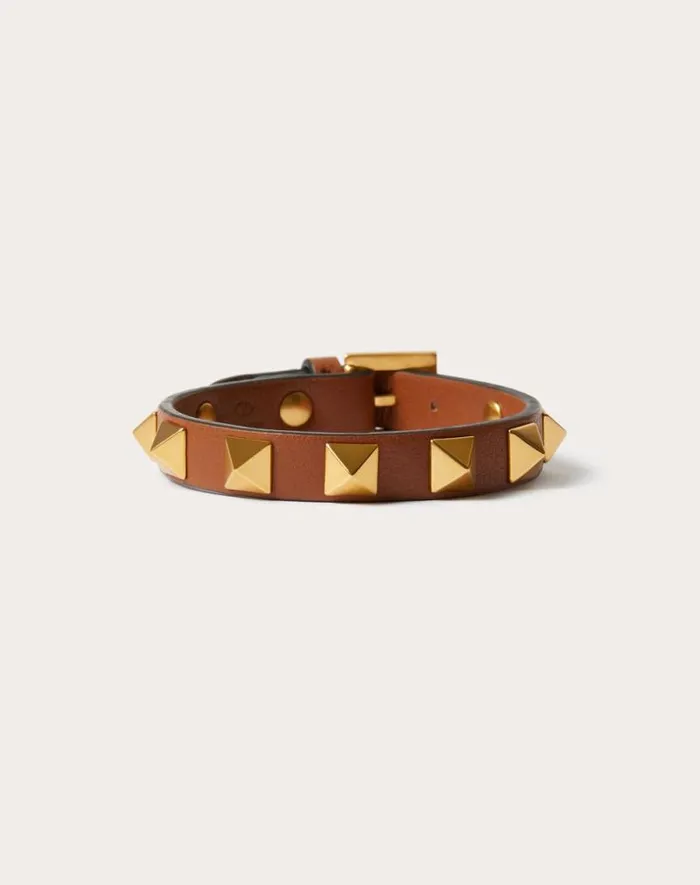 Valentino Jewelry Man Rockstud Bracelet In Leather And Metal For Man In Black Black Valentino Jewelry Man Rockstud Bracelet In Leather And Metal For Man In Black Black
