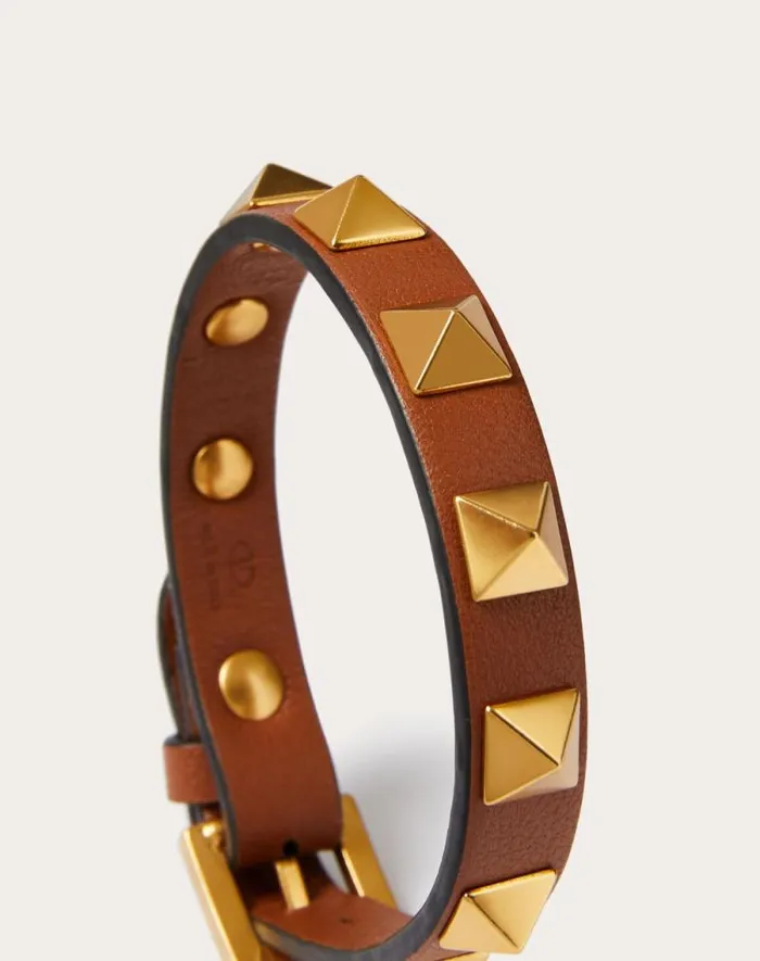 Valentino Jewelry Man Rockstud Bracelet In Leather And Metal For Man In Black Black Valentino Jewelry Man Rockstud Bracelet In Leather And Metal For Man In Black Black