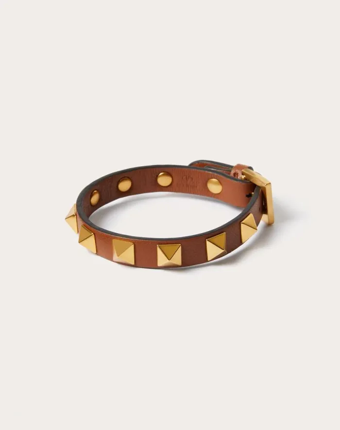 Valentino Jewelry Man Rockstud Bracelet In Leather And Metal For Man In Black Black Valentino Jewelry Man Rockstud Bracelet In Leather And Metal For Man In Black Black