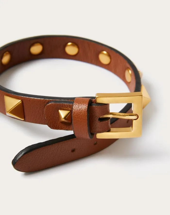 Valentino Jewelry Man Rockstud Bracelet In Leather And Metal For Man In Black Black Valentino Jewelry Man Rockstud Bracelet In Leather And Metal For Man In Black Black
