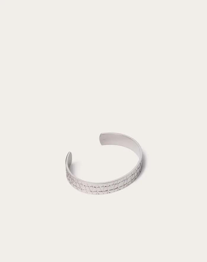 Valentino Jewelry Man Toile Iconographe Metal Cuff For Man In Palladium Palladium Valentino Jewelry Man Toile Iconographe Metal Cuff For Man In Palladium Palladium