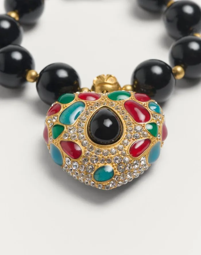 Valentino Jewelry Woman Coeur Royal Bracelet In Metal Resin Enamel And Swarovski Crystals For Woman In Multicolor Multicolor Valentino Jewelry Woman Coeur Royal Bracelet In Metal Resin Enamel And Swarovski Crystals For Woman In Multicolor Multicolor