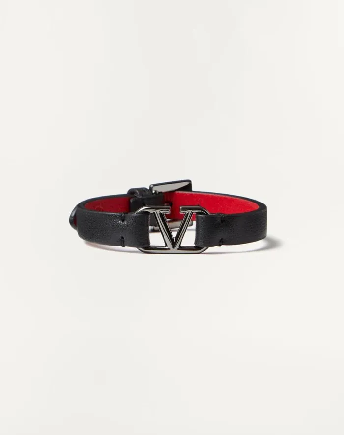 Valentino Jewelry Woman Vlogo Signature Leather Bracelet For Man In Blackpure Red Blackpure Red Valentino Jewelry Woman Vlogo Signature Leather Bracelet For Man In Blackpure Red Blackpure Red