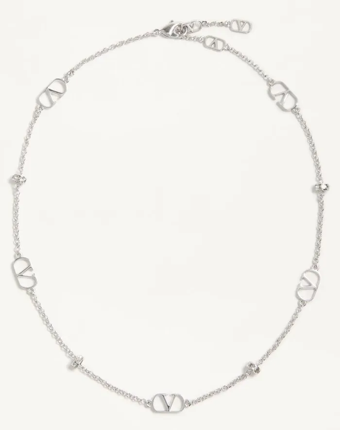 Valentino Jewelry Woman Vlogo Signature Metal And Crystal Necklace For Woman In Palladiumcrystal Palladiumcrystal Valentino Jewelry Woman Vlogo Signature Metal And Crystal Necklace For Woman In Palladiumcrystal Palladiumcrystal