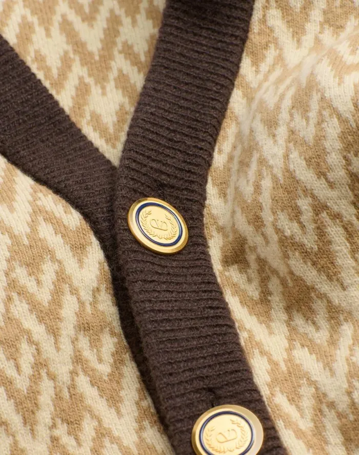 Valentino Knitwear Man Wool Cardigan With Toute La V Pattern For Man In Beigecream Beigecream Valentino Knitwear Man Wool Cardigan With Toute La V Pattern For Man In Beigecream Beigecream