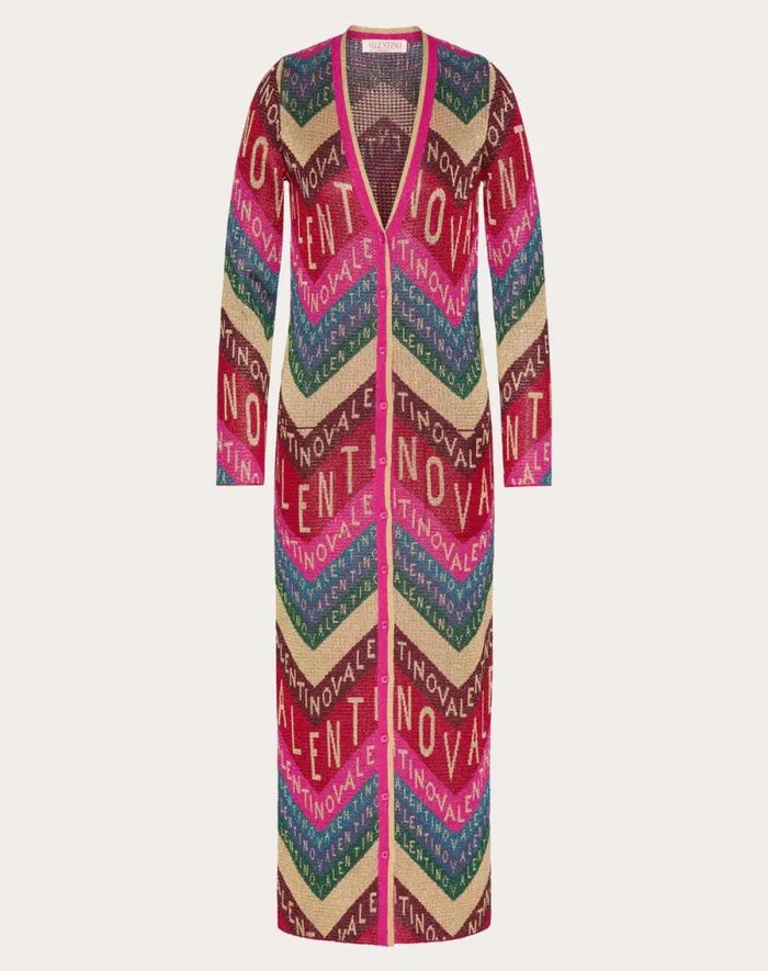 Valentino Knitwear Woman Valentino Chevron Lurex Cardigan For Woman In Multicolor Multicolor Valentino Knitwear Woman Valentino Chevron Lurex Cardigan For Woman In Multicolor Multicolor