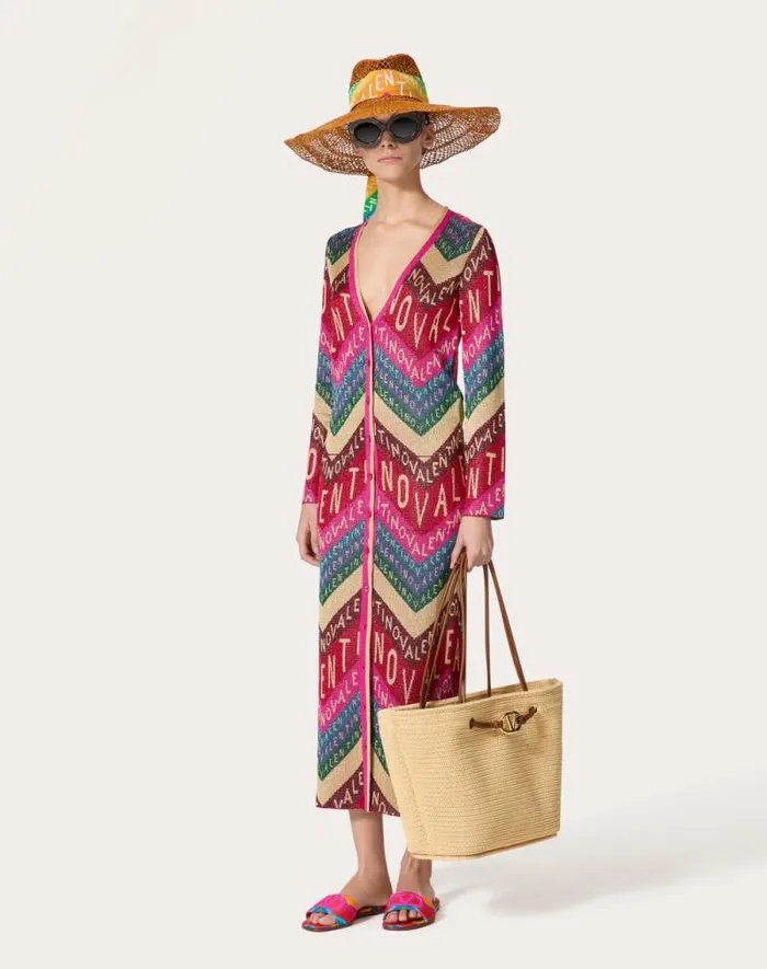 Valentino Knitwear Woman Valentino Chevron Lurex Cardigan For Woman In Multicolor Multicolor Valentino Knitwear Woman Valentino Chevron Lurex Cardigan For Woman In Multicolor Multicolor