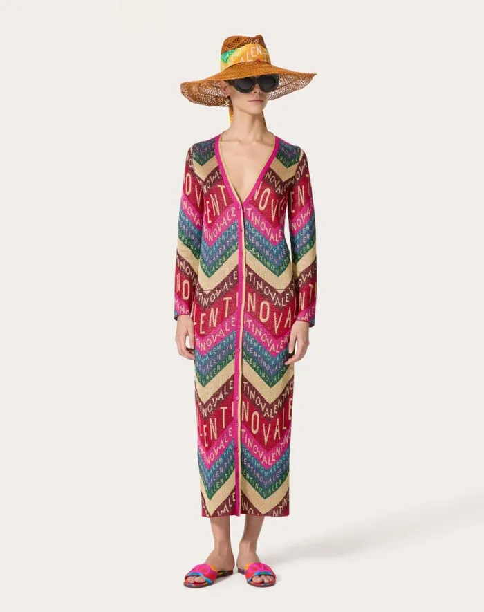 Valentino Knitwear Woman Valentino Chevron Lurex Cardigan For Woman In Multicolor Multicolor Valentino Knitwear Woman Valentino Chevron Lurex Cardigan For Woman In Multicolor Multicolor