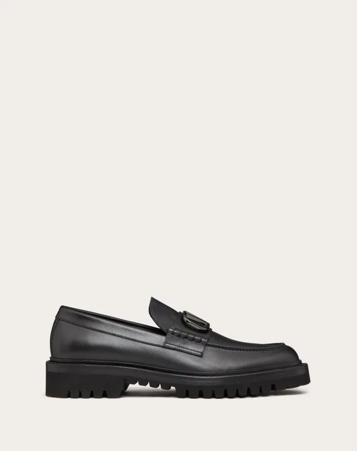 Valentino Laceups And Loafers Man Vlogo Signature Calfskin Loafer For Man In Black Black Valentino Laceups And Loafers Man Vlogo Signature Calfskin Loafer For Man In Black Black