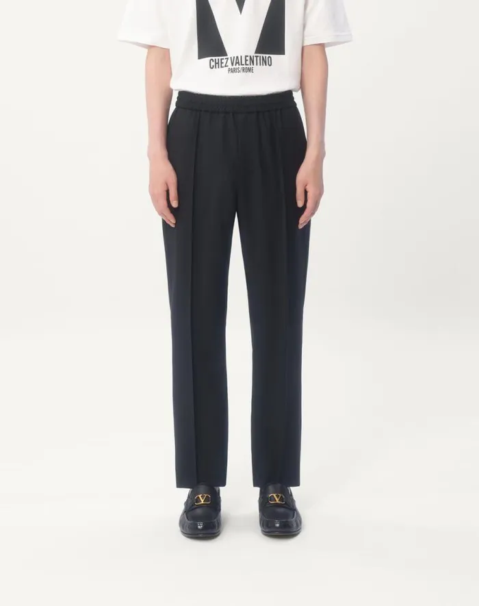 Valentino Pants And Shorts Man Wool Pants For Man In Black Black Valentino Pants And Shorts Man Wool Pants For Man In Black Black