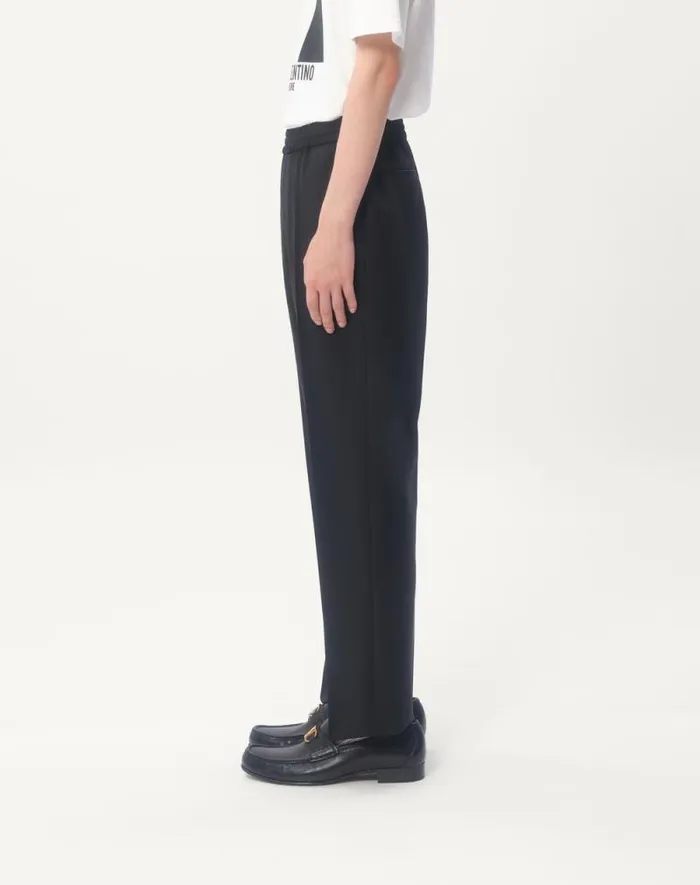 Valentino Pants And Shorts Man Wool Pants For Man In Black Black Valentino Pants And Shorts Man Wool Pants For Man In Black Black