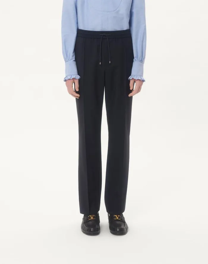 Valentino Pants And Shorts Man Wool Pants For Man In Black Black Valentino Pants And Shorts Man Wool Pants For Man In Black Black
