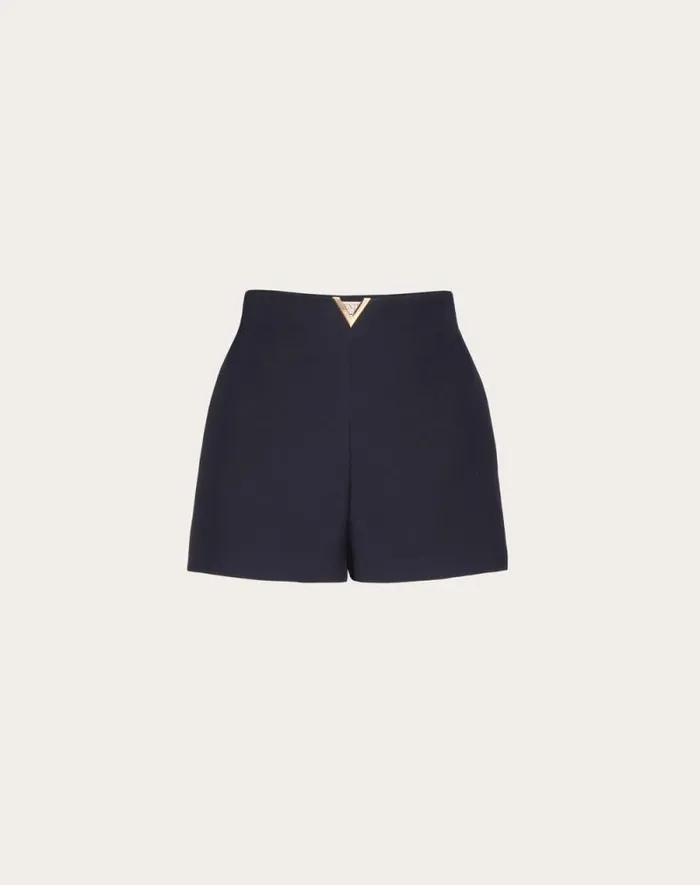 Valentino Pants And Shorts Woman Crepe Couture Shorts For Woman In Navy Navy Valentino Pants And Shorts Woman Crepe Couture Shorts For Woman In Navy Navy