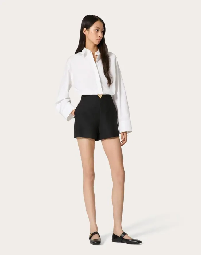 Valentino Pants And Shorts Woman Crepe Couture Shorts For Woman In Navy Navy Valentino Pants And Shorts Woman Crepe Couture Shorts For Woman In Navy Navy