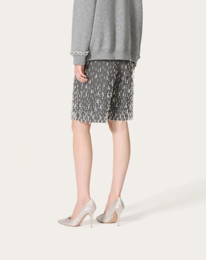 Valentino Pants And Shorts Woman Embroidered Active Gabardine Bermuda Shorts For Woman In Grey Grey Valentino Pants And Shorts Woman Embroidered Active Gabardine Bermuda Shorts For Woman In Grey Grey