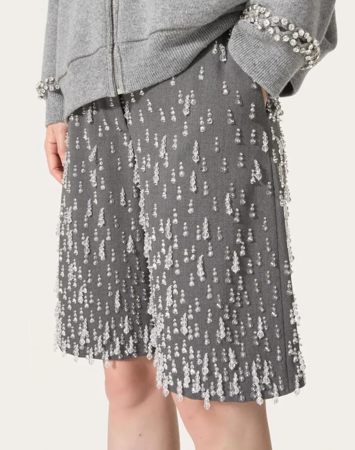 Valentino Pants And Shorts Woman Embroidered Active Gabardine Bermuda Shorts For Woman In Grey Grey Valentino Pants And Shorts Woman Embroidered Active Gabardine Bermuda Shorts For Woman In Grey Grey