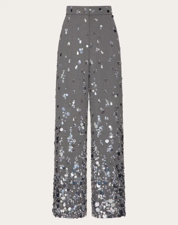 Valentino Pants And Shorts Woman Embroidered Active Gabardine Pants For Woman In Grey Grey Valentino Pants And Shorts Woman Embroidered Active Gabardine Pants For Woman In Grey Grey