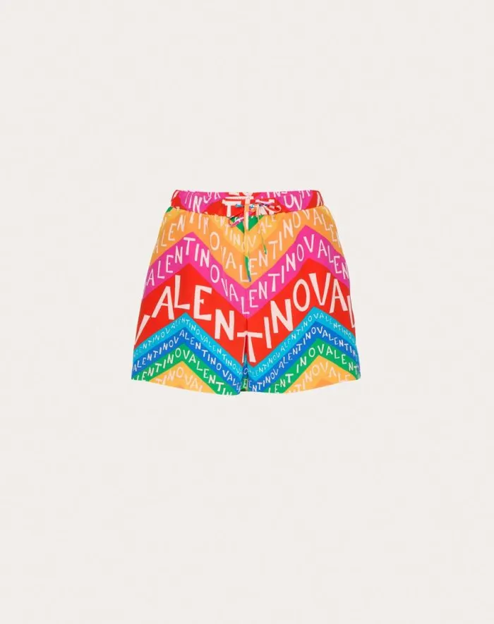 Valentino Pants And Shorts Woman Valentino Crepe De Chine Chevron 24 Shorts For Woman In Multicolor Multicolor Valentino Pants And Shorts Woman Valentino Crepe De Chine Chevron 24 Shorts For Woman In Multicolor Multicolor