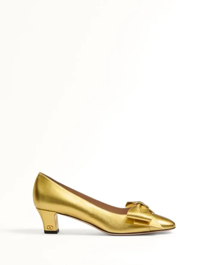 Valentino Pumps Woman Bowow Pumps In Laminated Nappa 45mm For Woman In Silver Silver Valentino Pumps Woman Bowow Pumps In Laminated Nappa 45mm For Woman In Silver Silver