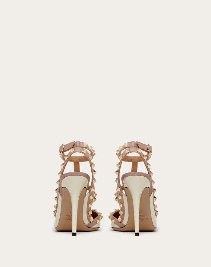 Valentino Pumps Woman Patent Rockstud Caged Pump 100mm For Woman In Poudre Poudre Valentino Pumps Woman Patent Rockstud Caged Pump 100mm For Woman In Poudre Poudre