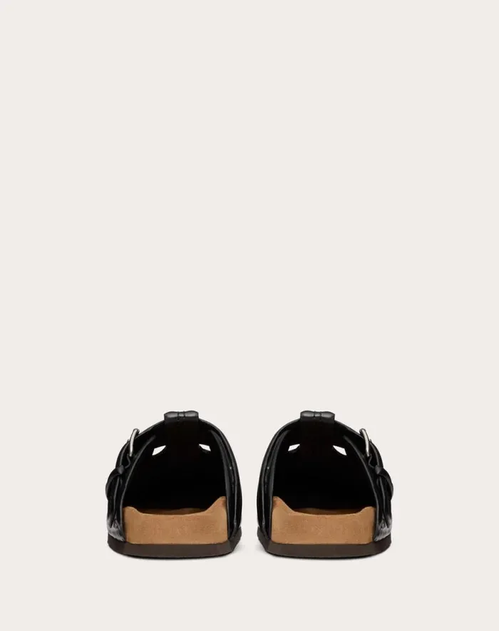 Valentino Sandals Man Fussfriend Calfskin Leather Sabot For Man In Black Black Valentino Sandals Man Fussfriend Calfskin Leather Sabot For Man In Black Black