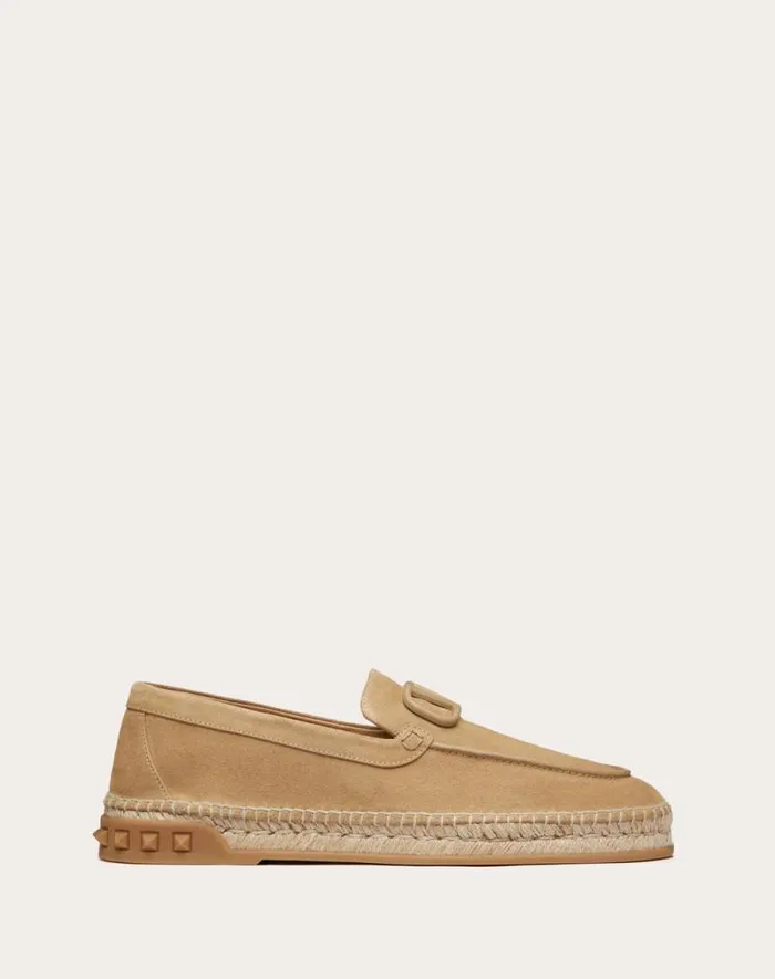 Valentino Sandals Man Leisure Flows Espadrilles In Split Leather For Man In Beige Beige Valentino Sandals Man Leisure Flows Espadrilles In Split Leather For Man In Beige Beige