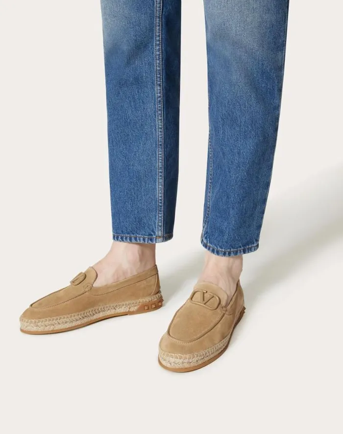 Valentino Sandals Man Leisure Flows Espadrilles In Split Leather For Man In Beige Beige Valentino Sandals Man Leisure Flows Espadrilles In Split Leather For Man In Beige Beige