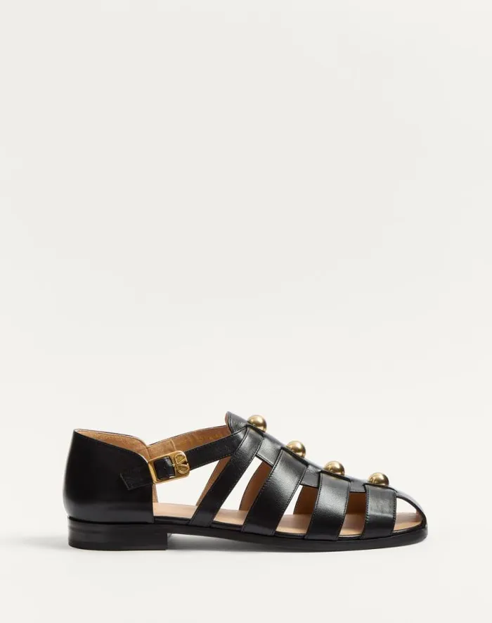 Valentino Sandals Man Studshield Fisherman Calfskin Sandal For Man In Tobacco Tobacco Valentino Sandals Man Studshield Fisherman Calfskin Sandal For Man In Tobacco Tobacco