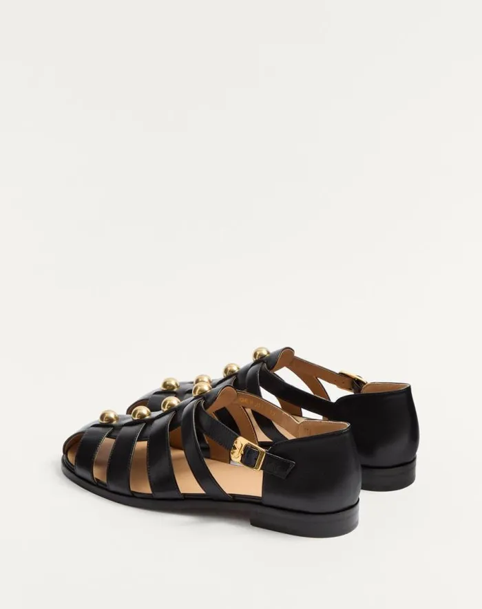 Valentino Sandals Man Studshield Fisherman Calfskin Sandal For Man In Tobacco Tobacco Valentino Sandals Man Studshield Fisherman Calfskin Sandal For Man In Tobacco Tobacco