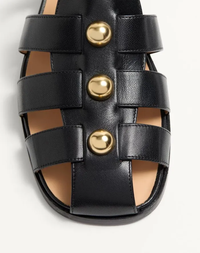 Valentino Sandals Man Studshield Fisherman Calfskin Sandal For Man In Tobacco Tobacco Valentino Sandals Man Studshield Fisherman Calfskin Sandal For Man In Tobacco Tobacco