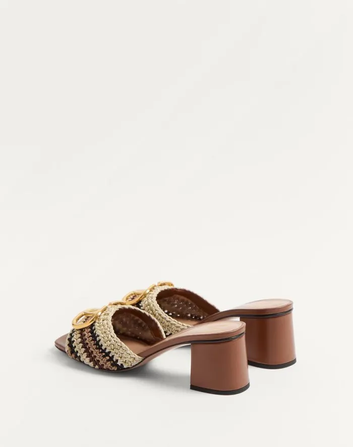 Valentino Sandals Woman Vlogo Signature Slide Sandal With Crochet Embroidery 60mm For Woman In Multicolour Multicolour Valentino Sandals Woman Vlogo Signature Slide Sandal With Crochet Embroidery 60mm For Woman In Multicolour Multicolour