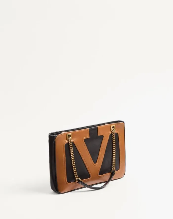 Valentino Shoulder Bags WomanMan Valentino Garavani Viva Superstar Small Nappa Leather Shopping Bag For Woman In Blackbrown Blackbrown