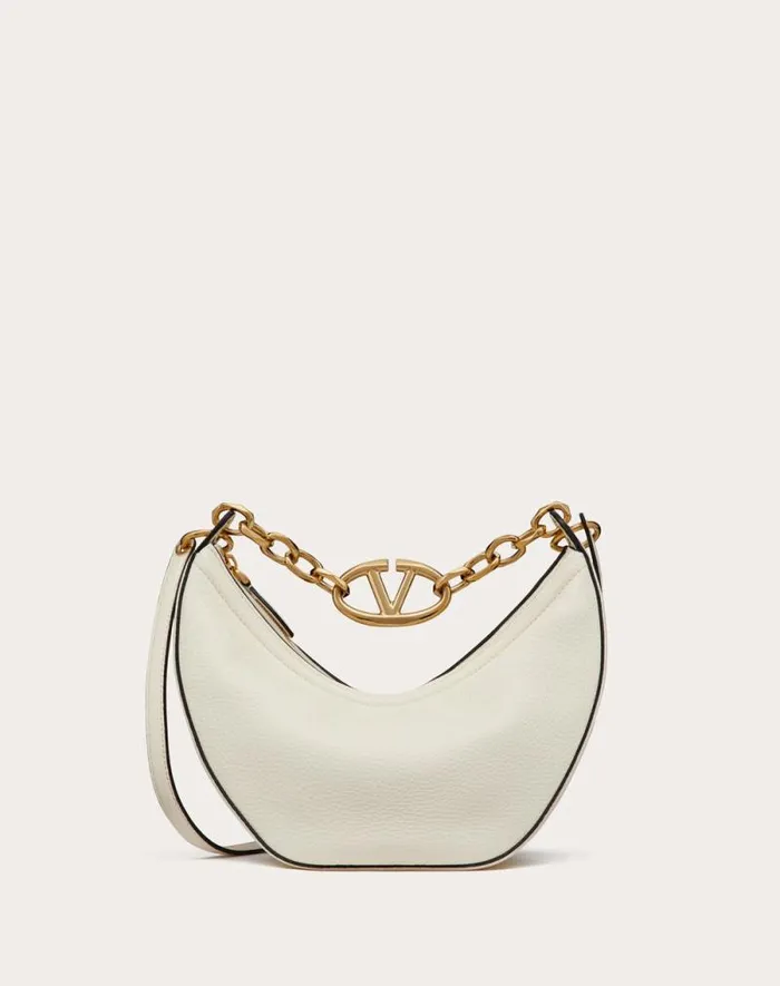 Valentino Shoulder Bags Woman Small Vlogo Moon Hobo Bag In Grainy Calfskin With Chain For Woman In Black Black Valentino Shoulder Bags Woman Small Vlogo Moon Hobo Bag In Grainy Calfskin With Chain For Woman In Black Black