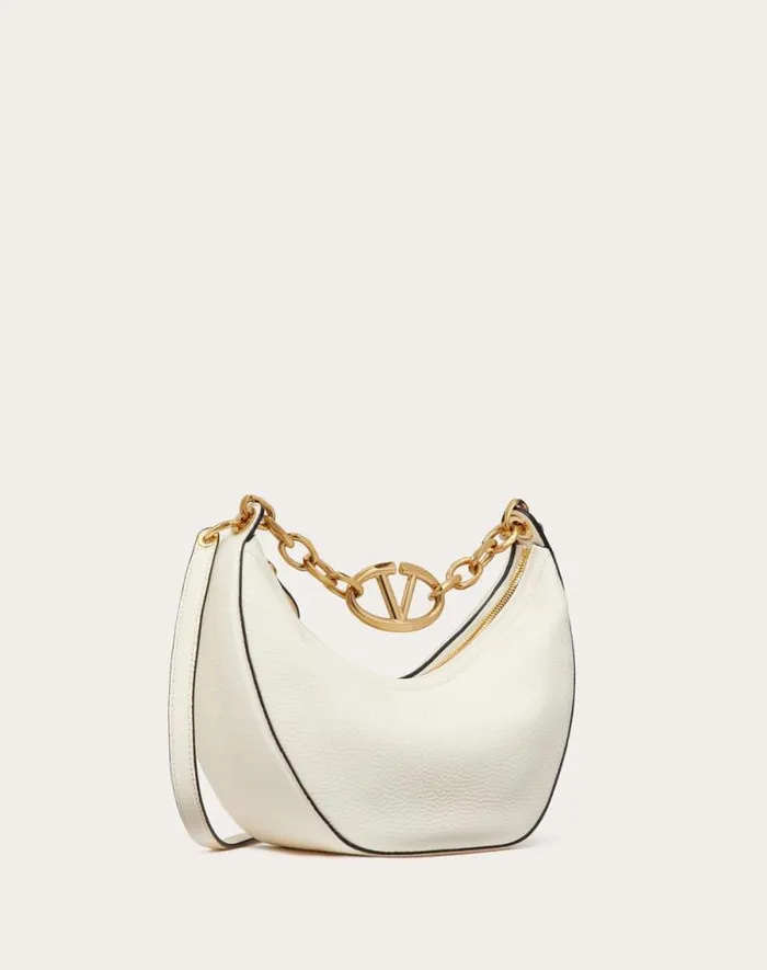 Valentino Shoulder Bags Woman Small Vlogo Moon Hobo Bag In Grainy Calfskin With Chain For Woman In Black Black Valentino Shoulder Bags Woman Small Vlogo Moon Hobo Bag In Grainy Calfskin With Chain For Woman In Black Black