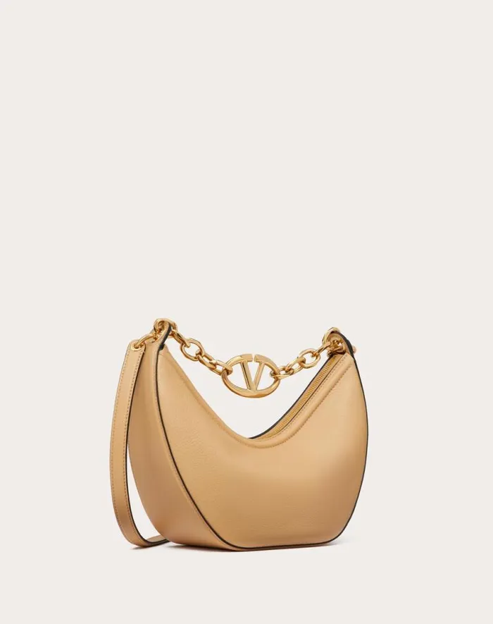Valentino Shoulder Bags Woman Small Vlogo Moon Hobo Bag In Grainy Calfskin With Chain For Woman In Black Black Valentino Shoulder Bags Woman Small Vlogo Moon Hobo Bag In Grainy Calfskin With Chain For Woman In Black Black
