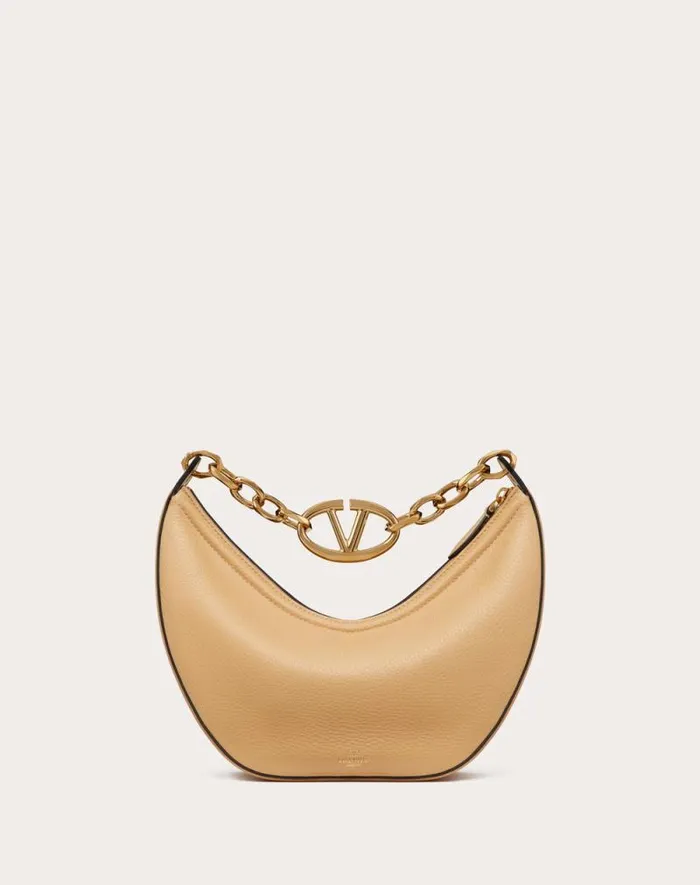Valentino Shoulder Bags Woman Small Vlogo Moon Hobo Bag In Grainy Calfskin With Chain For Woman In Black Black Valentino Shoulder Bags Woman Small Vlogo Moon Hobo Bag In Grainy Calfskin With Chain For Woman In Black Black