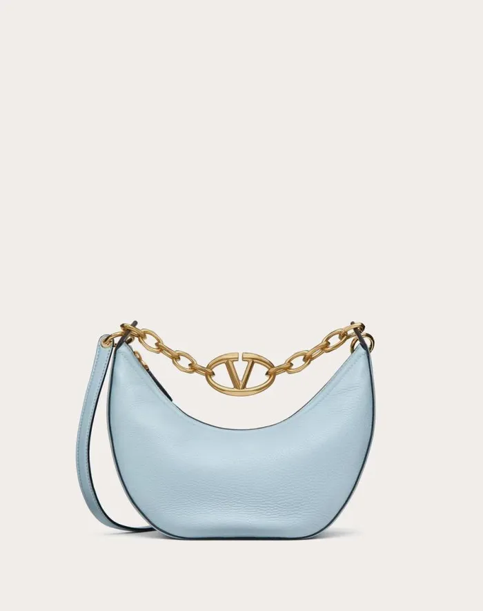 Valentino Shoulder Bags Woman Small Vlogo Moon Hobo Bag In Grainy Calfskin With Chain For Woman In Black Black Valentino Shoulder Bags Woman Small Vlogo Moon Hobo Bag In Grainy Calfskin With Chain For Woman In Black Black