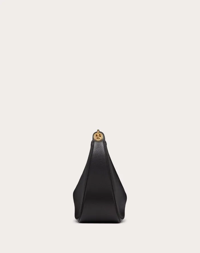 Valentino Shoulder Bags Woman Small Vlogo Moon Hobo Bag In Grainy Calfskin With Chain For Woman In Black Black Valentino Shoulder Bags Woman Small Vlogo Moon Hobo Bag In Grainy Calfskin With Chain For Woman In Black Black