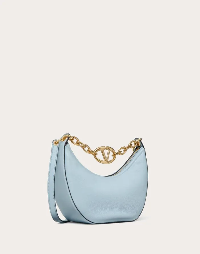 Valentino Shoulder Bags Woman Small Vlogo Moon Hobo Bag In Grainy Calfskin With Chain For Woman In Black Black Valentino Shoulder Bags Woman Small Vlogo Moon Hobo Bag In Grainy Calfskin With Chain For Woman In Black Black