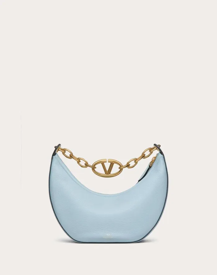 Valentino Shoulder Bags Woman Small Vlogo Moon Hobo Bag In Grainy Calfskin With Chain For Woman In Black Black Valentino Shoulder Bags Woman Small Vlogo Moon Hobo Bag In Grainy Calfskin With Chain For Woman In Black Black