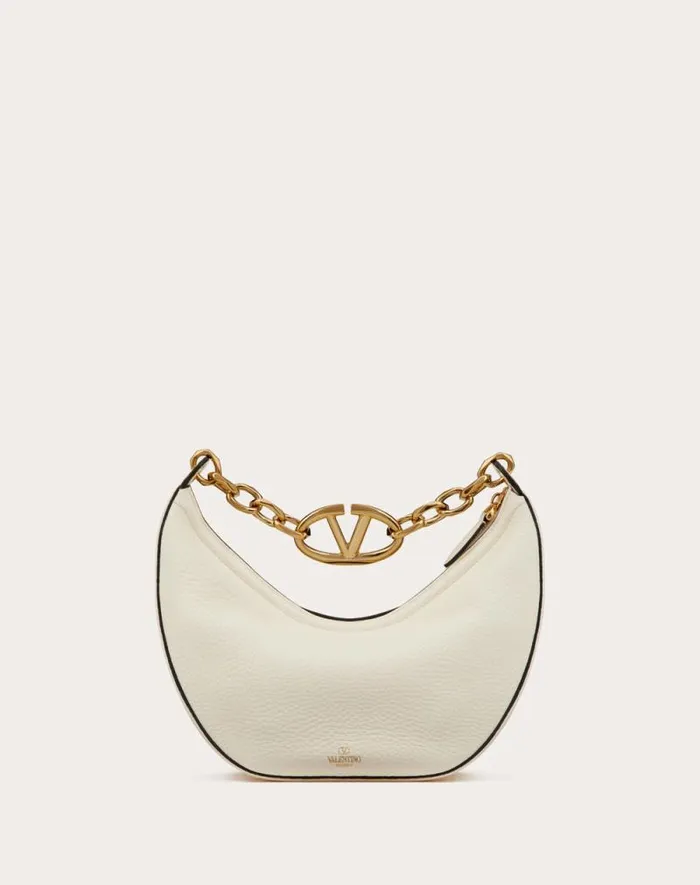 Valentino Shoulder Bags Woman Small Vlogo Moon Hobo Bag In Grainy Calfskin With Chain For Woman In Black Black Valentino Shoulder Bags Woman Small Vlogo Moon Hobo Bag In Grainy Calfskin With Chain For Woman In Black Black