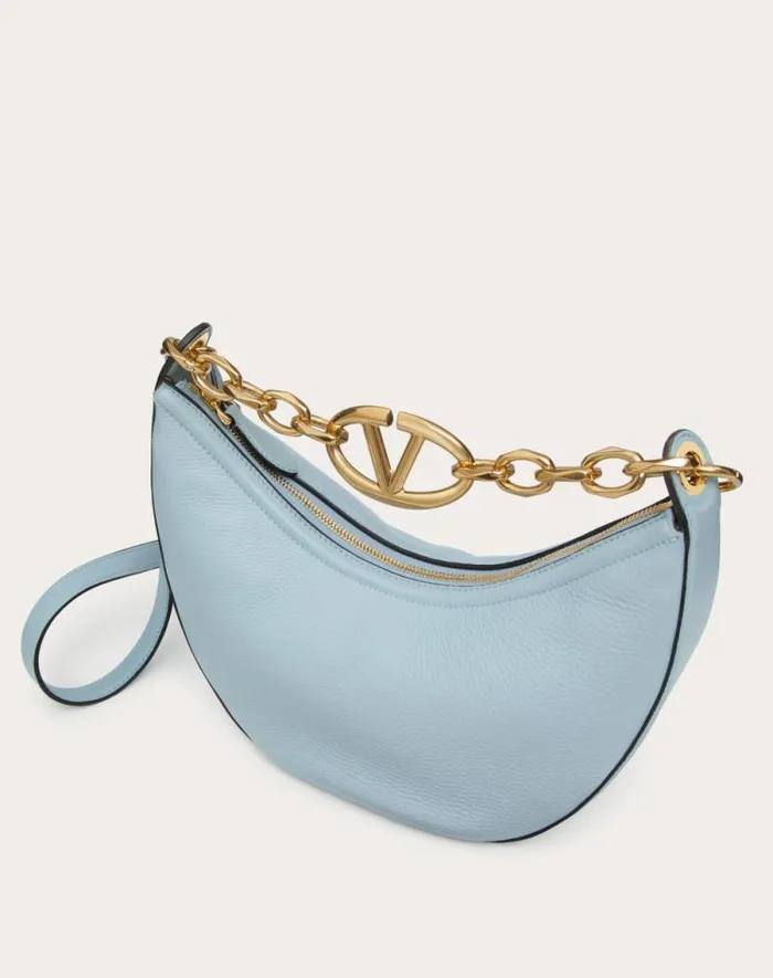 Valentino Shoulder Bags Woman Small Vlogo Moon Hobo Bag In Grainy Calfskin With Chain For Woman In Black Black Valentino Shoulder Bags Woman Small Vlogo Moon Hobo Bag In Grainy Calfskin With Chain For Woman In Black Black
